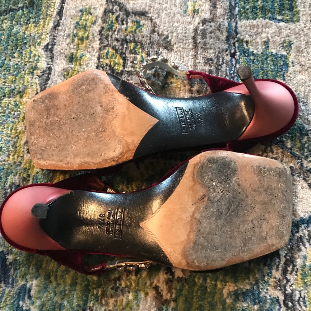 Vintage Giuseppe Zanotti Ruby Velvet Jeweled Sand… - image 8